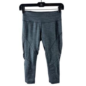 Zella Mesh Striped Mid-Rise Cropped Leggings Size XS Charcoal Gray Athletic Yoga